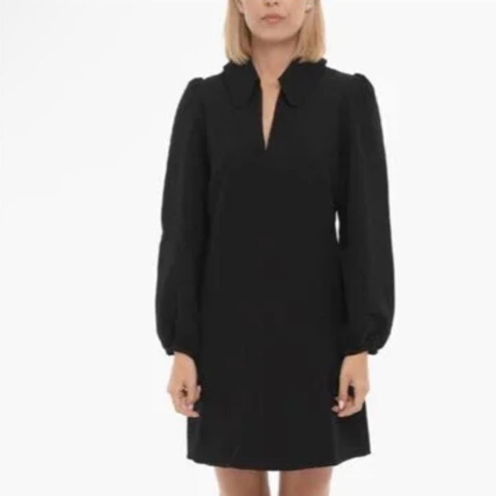 Samsoe Samsoe Long Sleeve V Neck Margot Black Dress  XS NEW MSRP $180